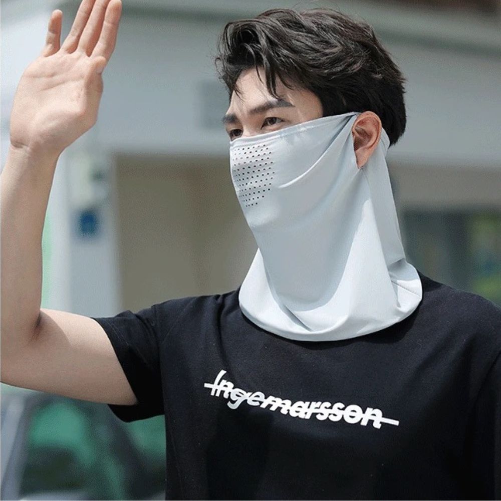 Eisseide Gesichtsschal Atmungsaktiv UV Sonnenschutzmaske Weiche Halswickel Abdeckung Für Sommer Outdoor-Aktivitäten Sonnenschutz Ohrschal Neu