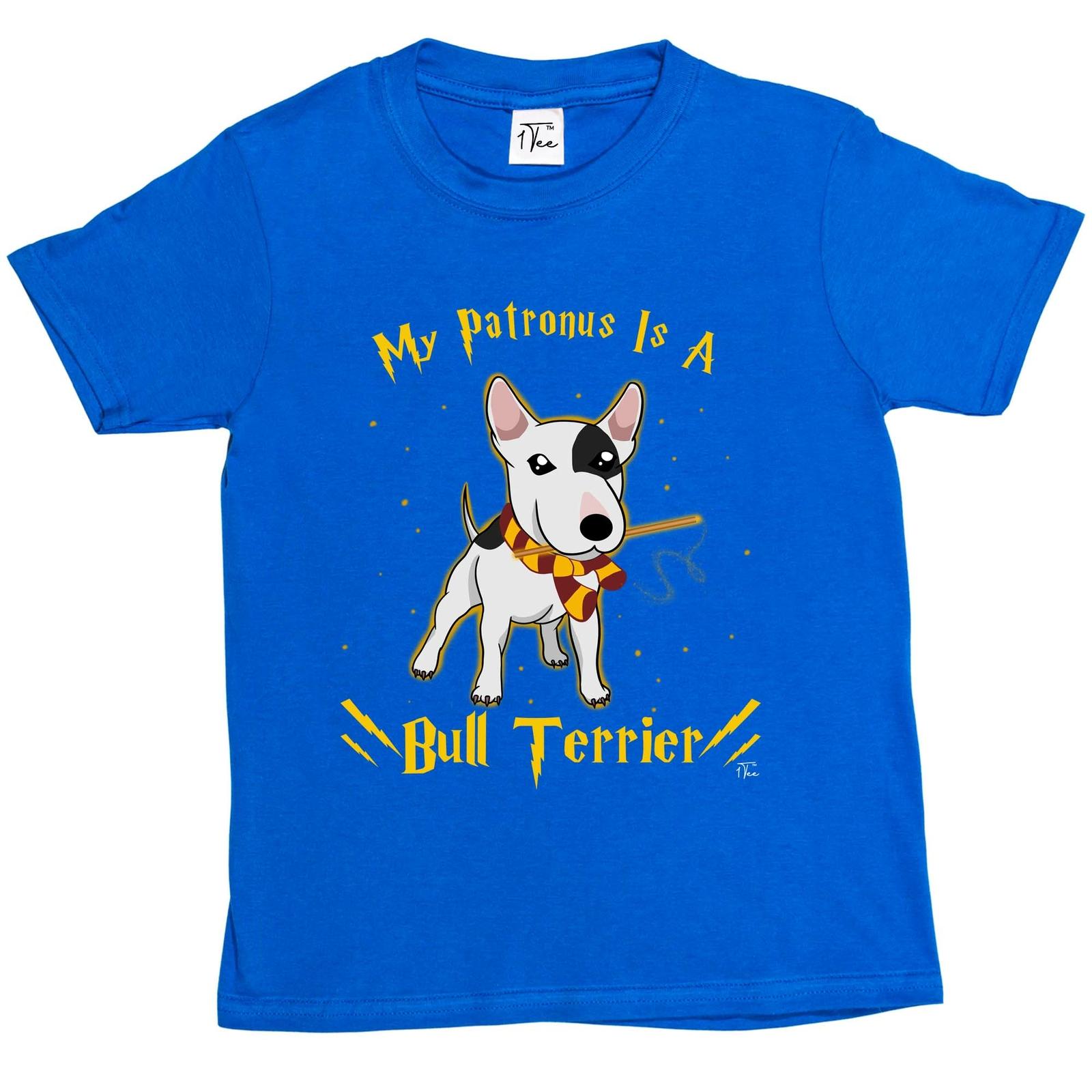 1Tee Kids Boys My Patronus Is A Bull Terrier Dog T-Shirt M