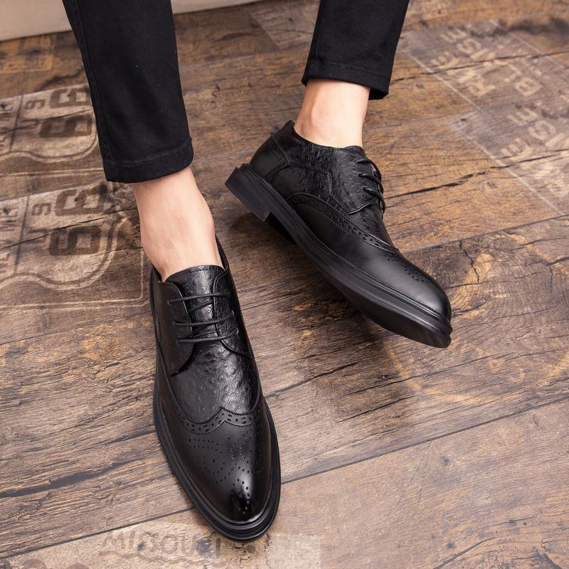Leather Business Classic Pointed Toe Formal Dress Men Shoes Office Wedding Mens Casual Oxford Shhoes