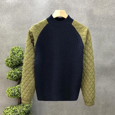 Maglione lavorato a maglia da uomo con design personalizzato, patchwork, girocollo, manica lunga, top larghi