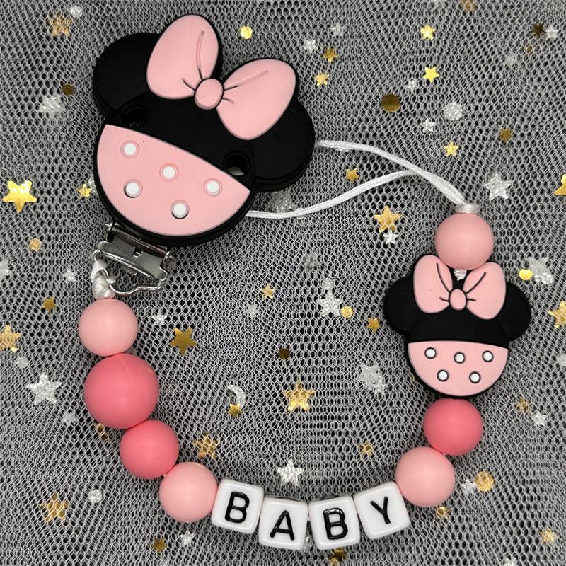 Free Personalised BPA Free Silicone Baad Dummy DIY Silicone Baby Pacifier Custom Clip Name Colorful Pacifier Chain Teething Gift