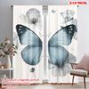2pcs,2D Plane Printing Light Filtering Curtains Blue Butterfly Bliss Durable Polyester (without Rod) Holiday for Bedroom Office
