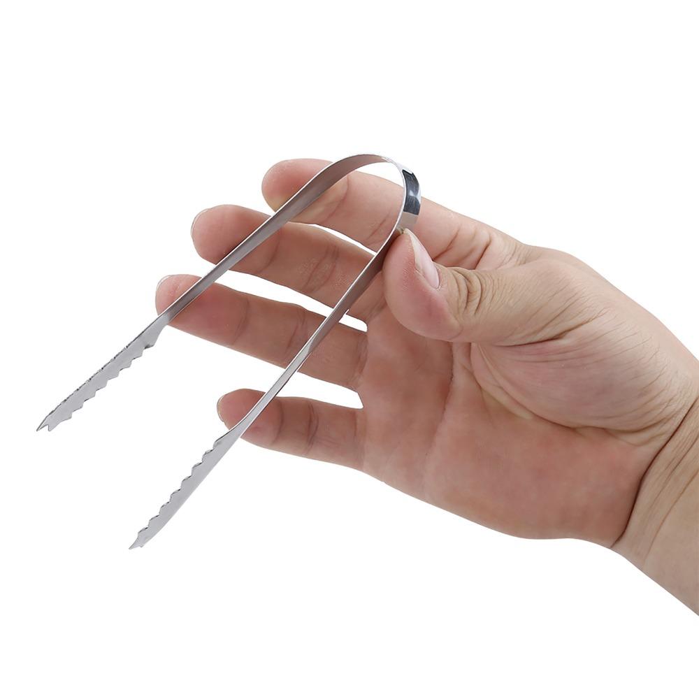 5pcs Silver Ice Tongs Stainless Steel Kitchen Tongs Professional Bar Tongs Bar