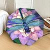 Stained Dragonfly on Lotus Flower Automatic Opening Folding Umbrella - Portable 3-Fold Design with 8-Bone Steel Frame, Gift for Fans, Travel