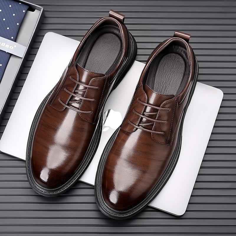 FashionBritish Leather Platform Men's Wedding Shoes Spring Autumn Soft Sole Male Increase Shoes Fashion Casual Business Man Dress Shoes