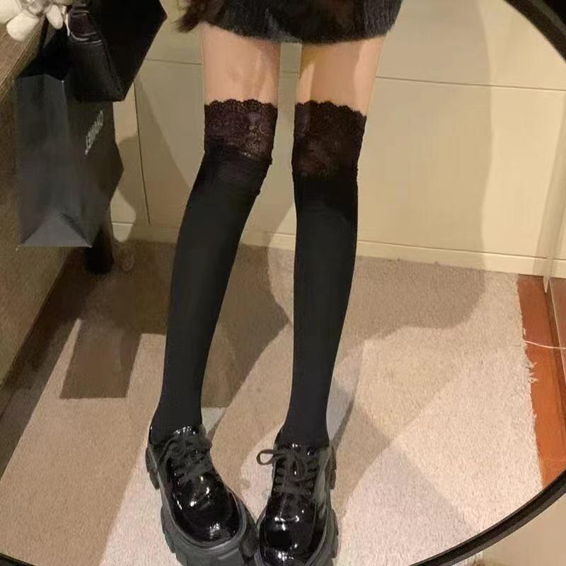 

Сексуальные длинные гольфы на шнуровке, женские чулки выше колена, модные женские теплые колготки для девочек, черные, белые One Size чёрный