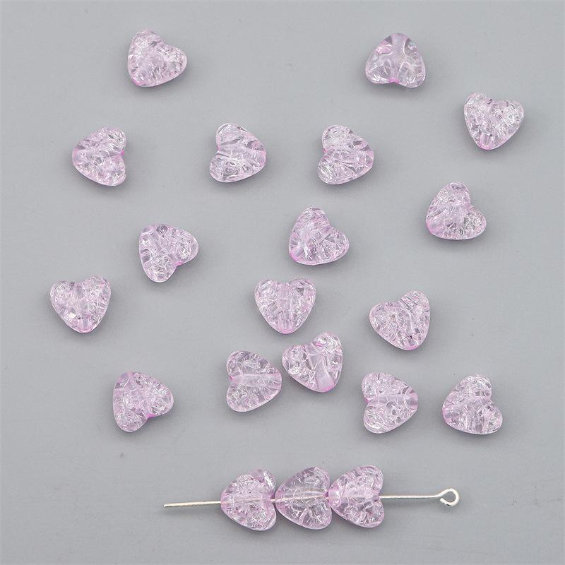 Colorful Acrylic Small Peach Heart Burst Flower Beads Cracked Beads Loose Beads Handmade DIY Hand String Beads Bracelet Accessories Materials