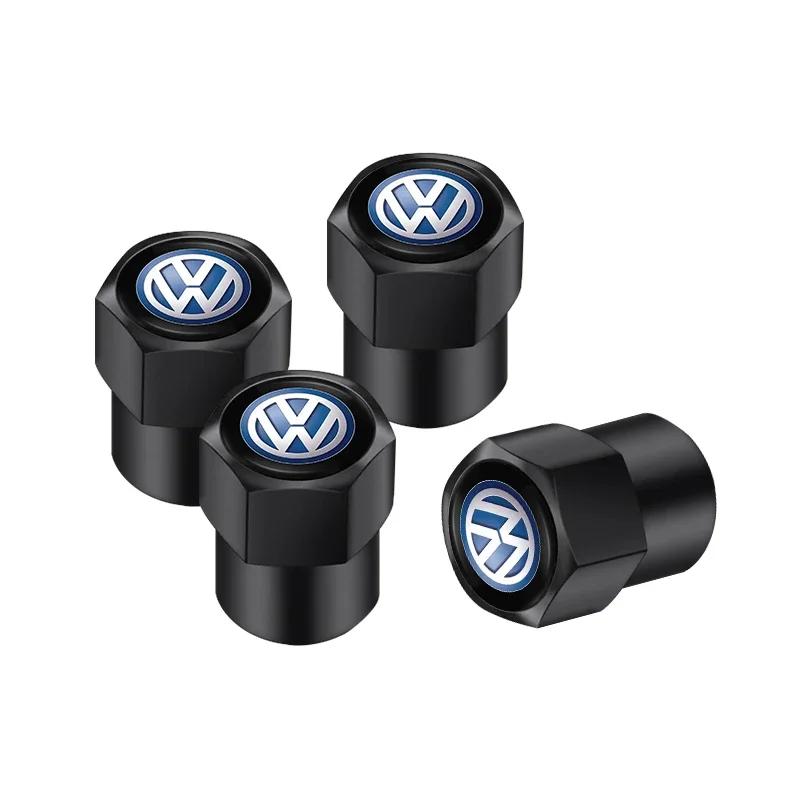 VEMZG1 4Pcs Aluminum Alloy Car Tire Valve Cap Auto Wheel Accessories For VW GTI Polo Passat B6 Golf Tiguan T-ROC Jetta Atlas Beetle CC