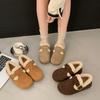 Fashion Retro Fashion Warm Shallow Mouth Casual Short Plush Flat Shoes for Women 2025 Winter New Soft Comfortable Versatile Cotton Shoes