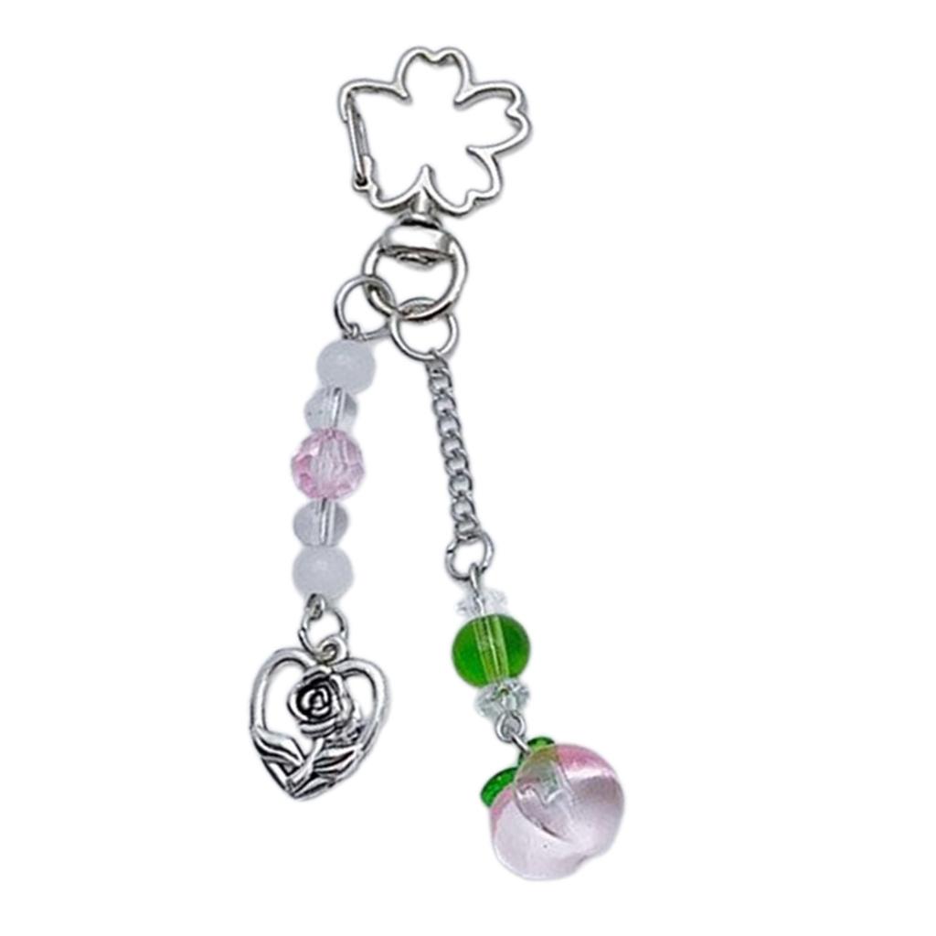 Fashion Strawberry Fruit Peach Hanging Pendant Sweet Phone Strap Bag Decoration Portable Hanging Lanyard for Girls Women
