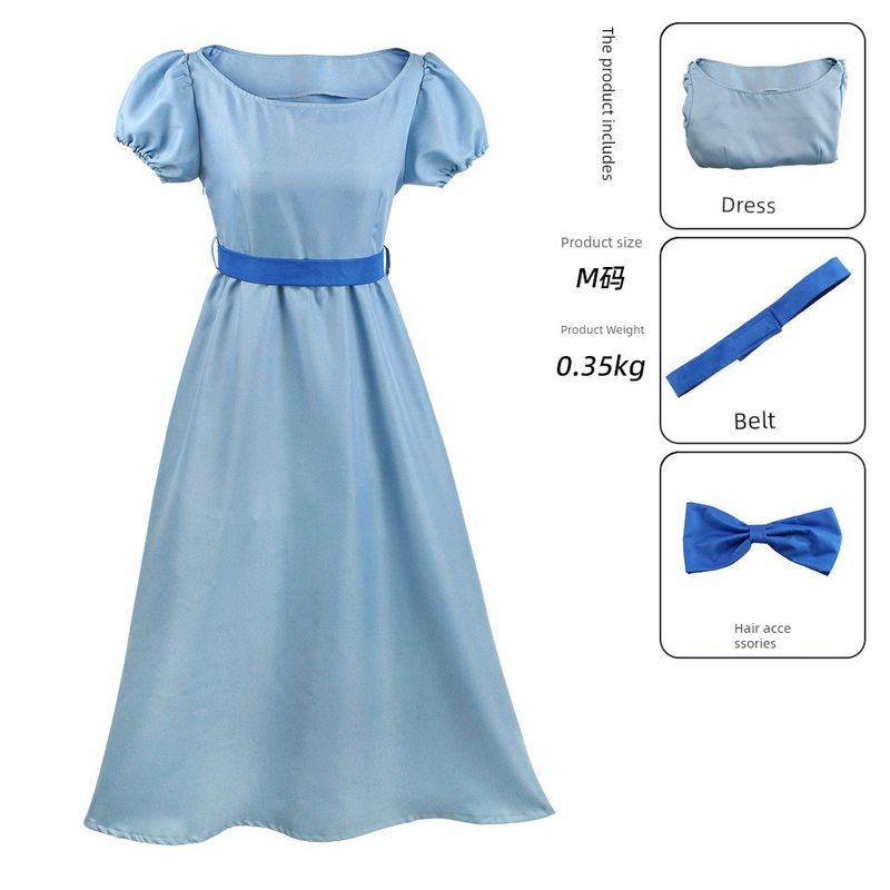 Peter Pan Cosplay Costume Peter Pan Wendy Cosplay Costume Cosplay Role-Playing Princess Dress Princess Wendy (Dress + Belt + Hair Accessories) S