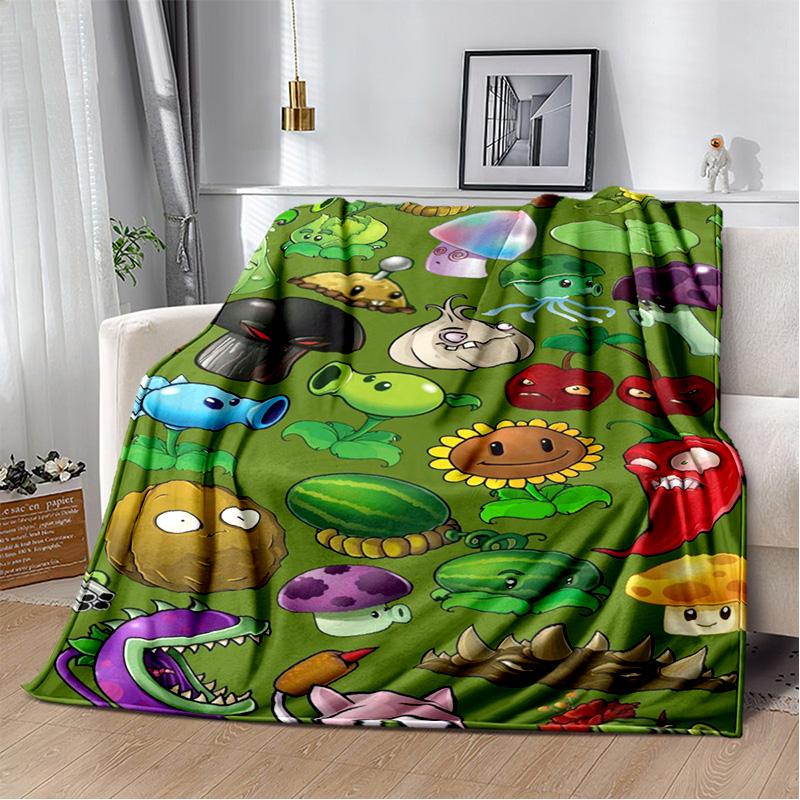 P-Plants vs. Z-Zombies Game Blanket Sofa Office Nap Peashooter Blanket Student Dormitory Bed Cover Customizable