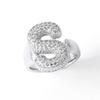 Letter Design Ring with Clear Stone Detail, Copper Base Fashion Jewelry for Daily Outfits, Party Styling and Gifts