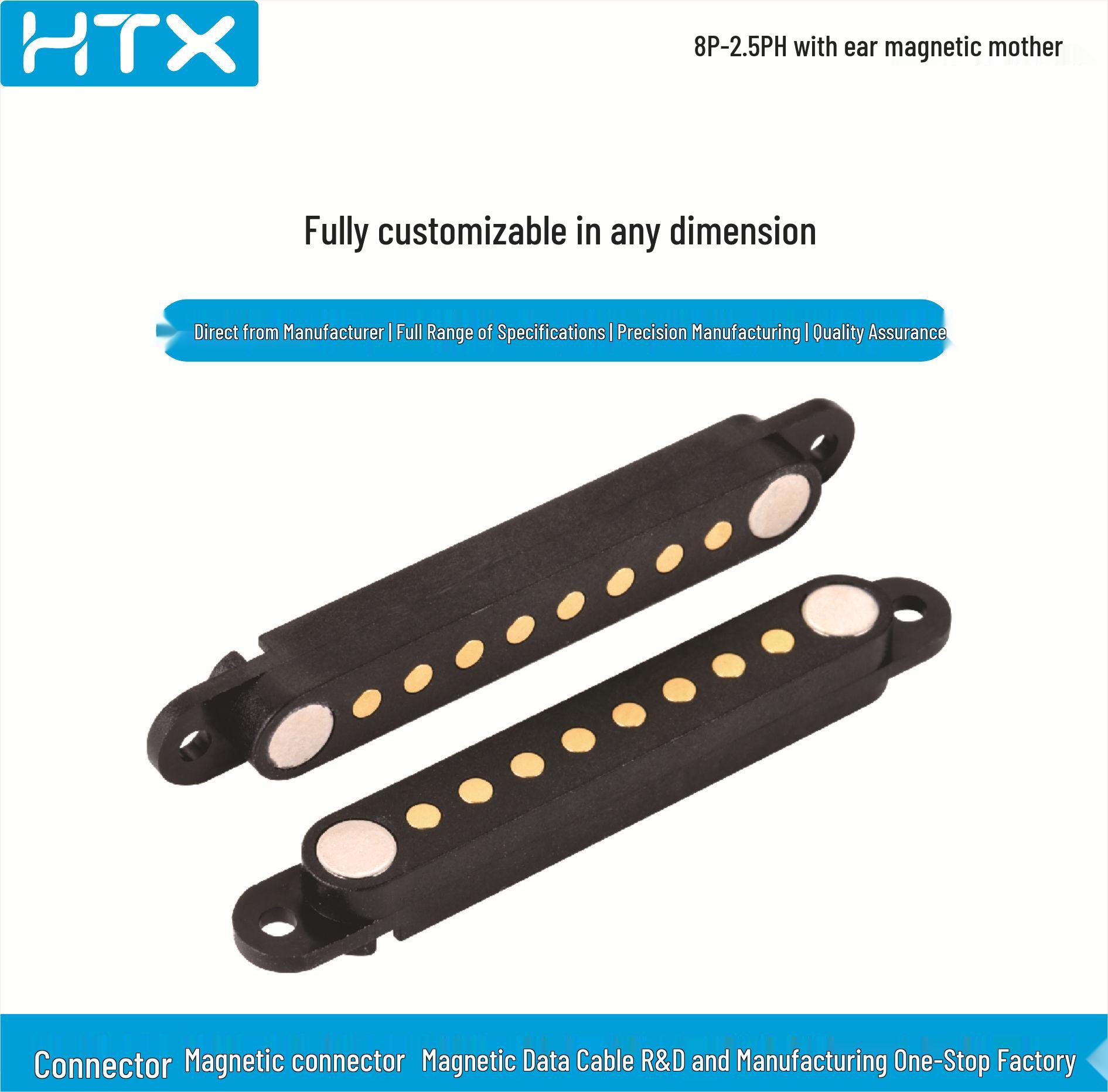 

Magnetic 8P 2.5 Suction Earphone and Smartwatch Charging Connector with Spring Pin and Ear Tabs
