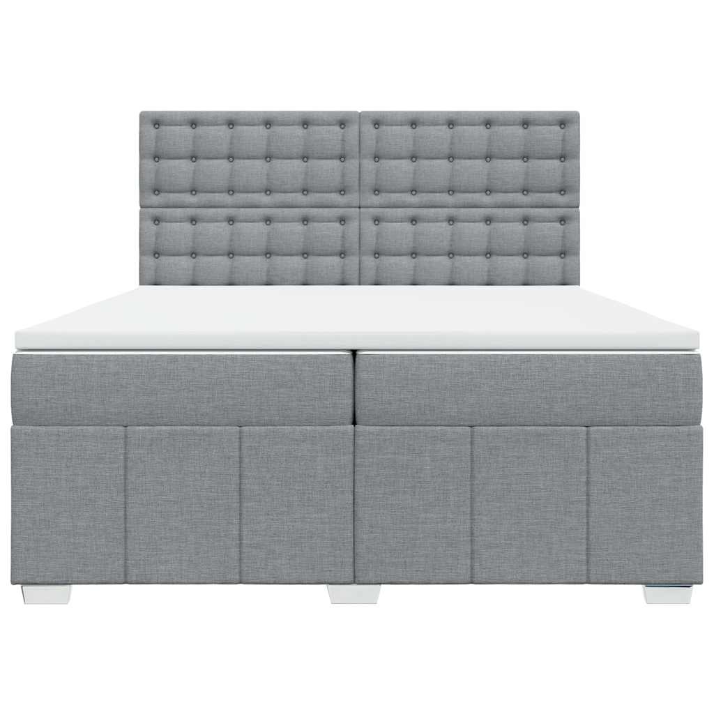 Box Spring Bed with Mattress Light Grey 200 x 200 cm Fabric