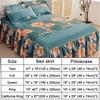 3PCS Ruffle Skirt Bedspread Home Textile Printed Bed Skirt Bedroom Coverlets Bedspreads Sheet Dust Cover Bedding with Pillowcase