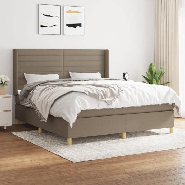 Maison Exclusive - Sommier à lattes de lit avec matelas Taupe 180x200 cm Tissu