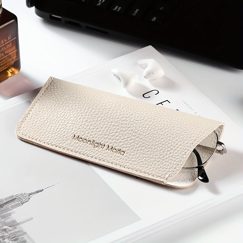 [Premium Eyeglass Case] Premium PU Leather 1pc Eyeglass Case | Portable Soft PU Leather Glasses Pouch with Clip for Women