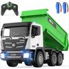 Camion Ribaltabile Auto Radiocomandata Veicolo Ingegneristico per Bambini Veicolo da Costruzione Multifunzionale Auto RC Rotazione Wireless a 360 Gradi Luci LED Lega