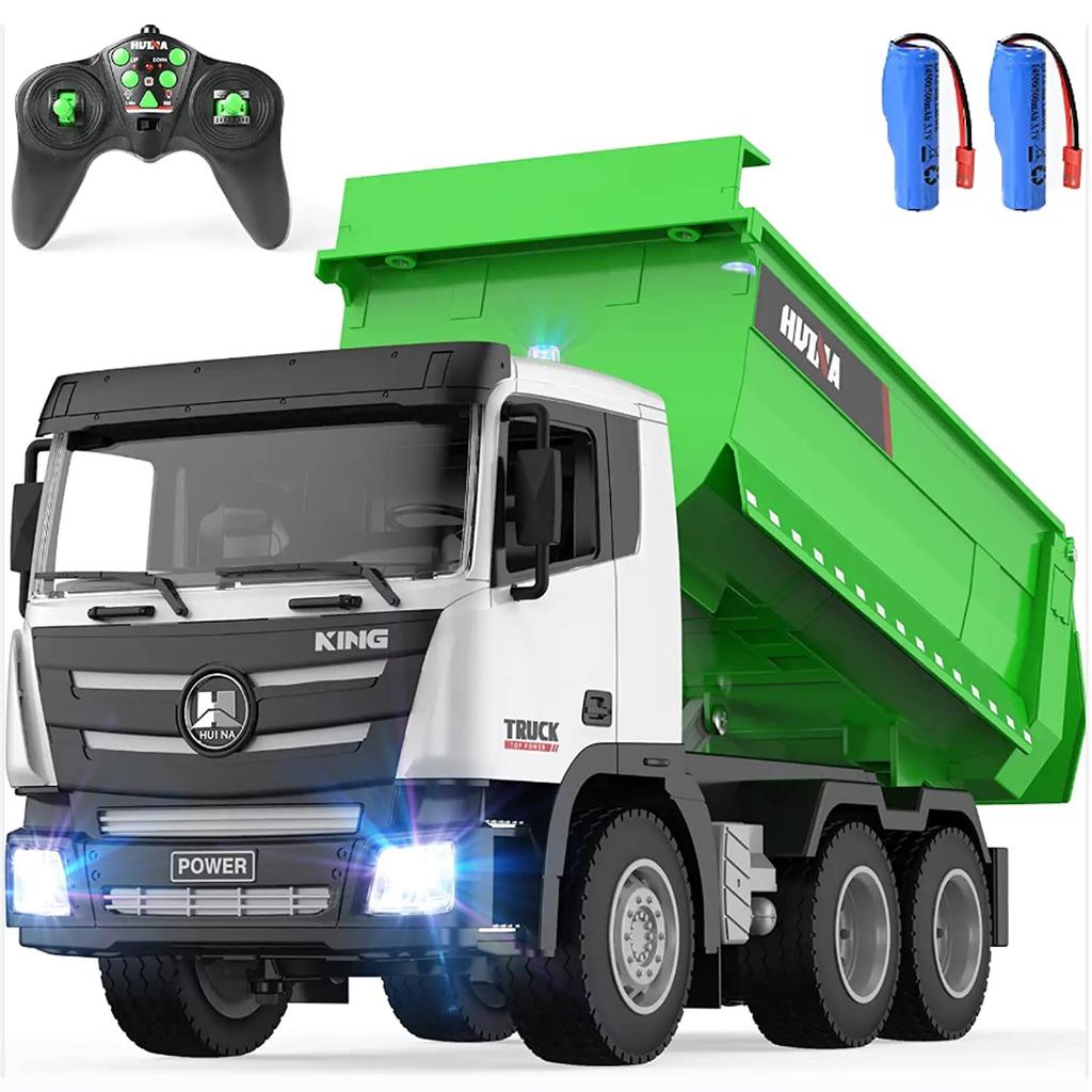 Camion Ribaltabile Auto Radiocomandata Veicolo Ingegneristico per Bambini Veicolo da Costruzione Multifunzionale Auto RC Rotazione Wireless a 360 Gradi Luci LED Lega