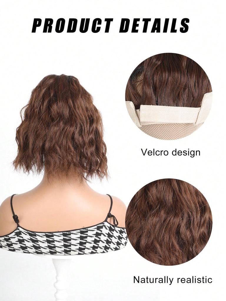 Perruque synthétique blanche avec queue de cheval ondulée, résistante à la chaleur, pour femme, bonnet et perruque en une seule pièce, pour un usage quotidien