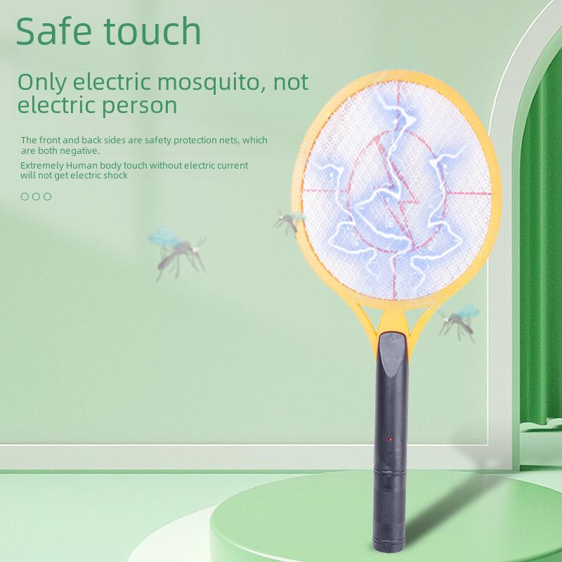 Rechargeable Electric Mosquito Swatter with Large Mesh and Flat Plug - Portable Lightning Type Insect Repellent.