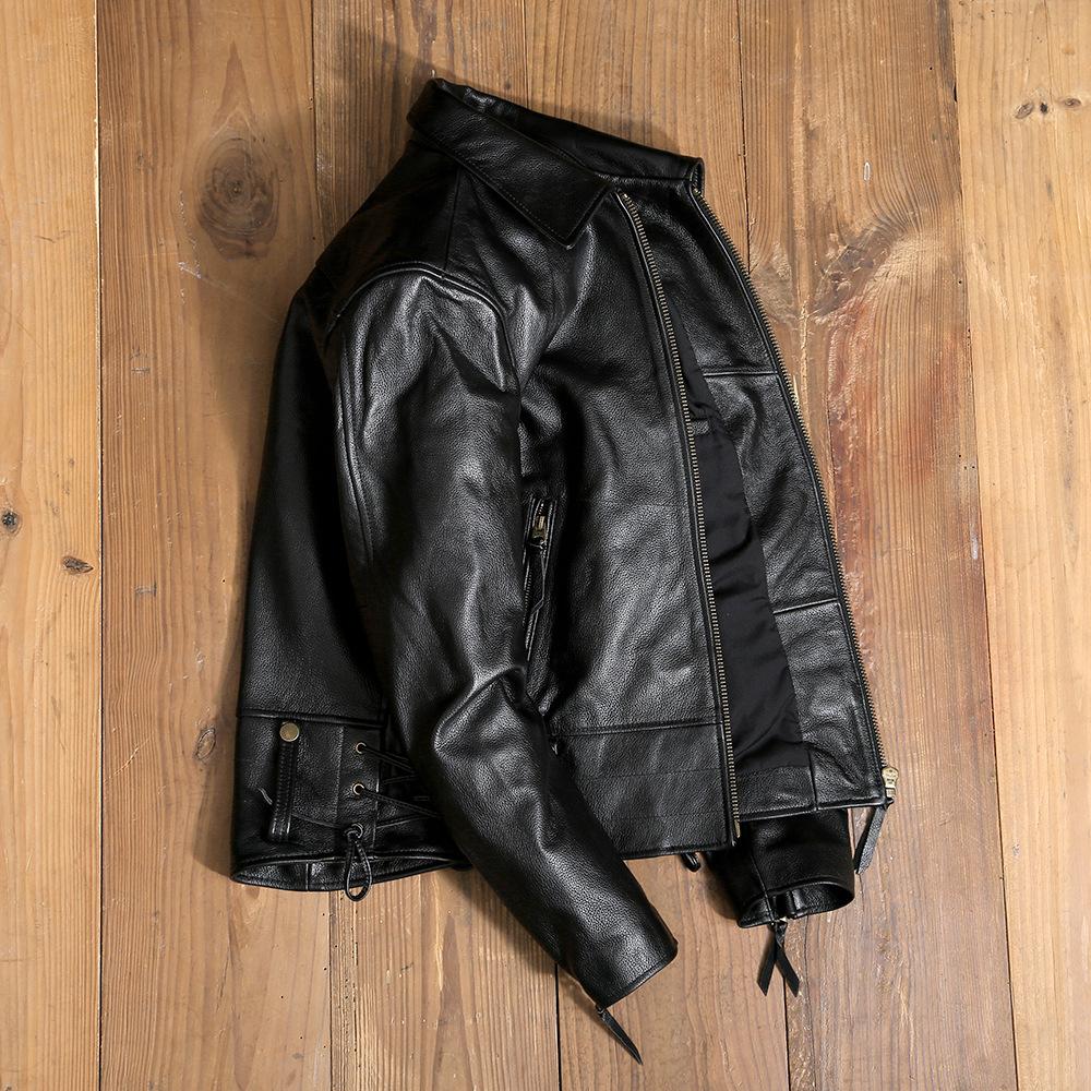Genuine Leather Jacket, Top Layer Cowhide Jacket, Motorcycle Motorcycle Suit, Slim Stand Collar Short Men's Handsome Jacket
