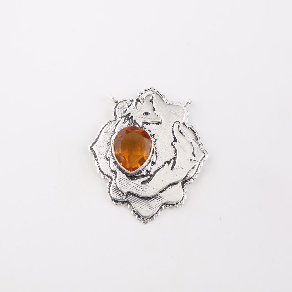 Rare Citrine Gemstone 925 Sterling Silver Jewelry Pendant 1.29" Gift For Women CP-32-11