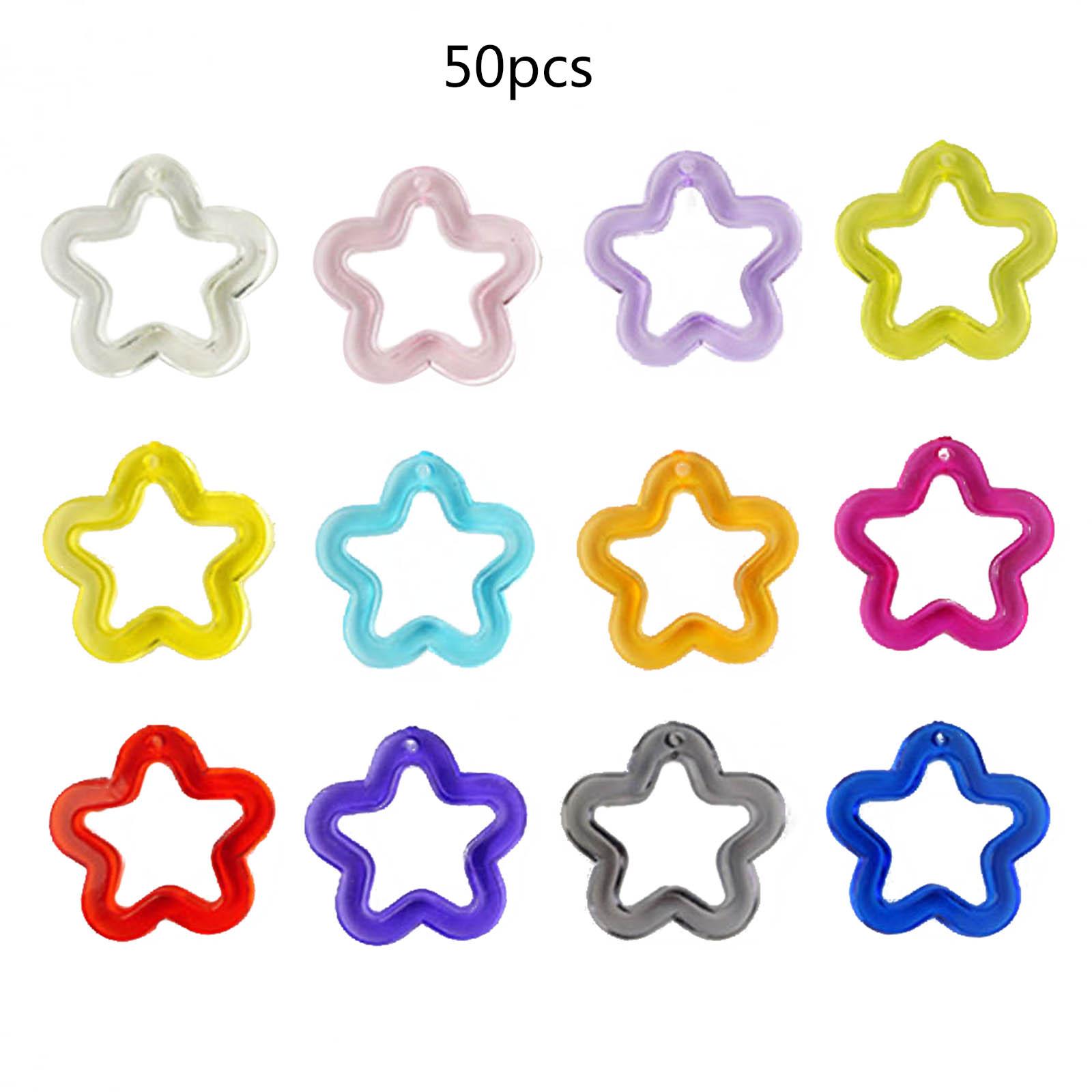

Упаковка из 50 подвесок в виде полых звезд, акриловая звезда-шарм, маленькая звезда для ожерелья, браслетов, акриловый материал для браслетов B
