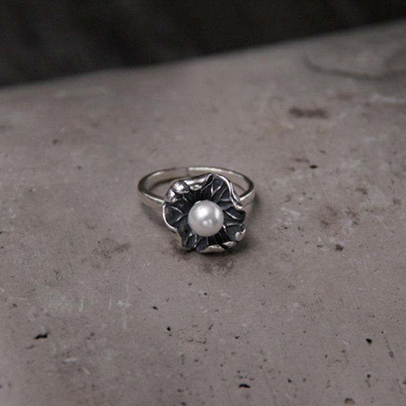 Retro Pierścionek z Kwiatem Lotosu dla Kobiet Unisex Gotycki Styl Pałacowy Otwarty Pierścionek Ręcznie Robiony Projektanci Cyrkon Damskie Akcesoria Prezent dla Zakochanych