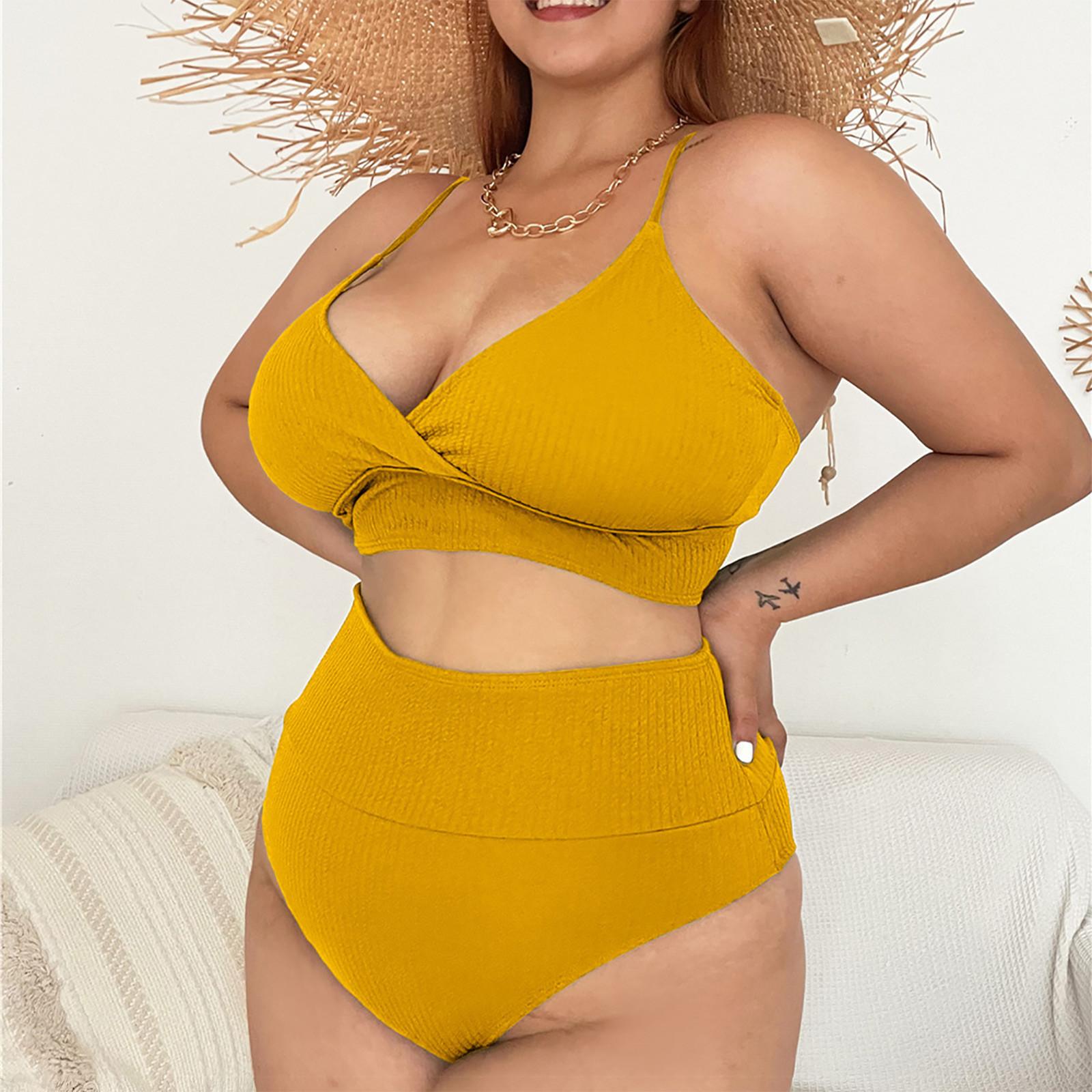 

Модный женский сексуальный темпераментный пляжный костюм с открытой спиной, сплит-бикини, купальник XXXXL жёлтый