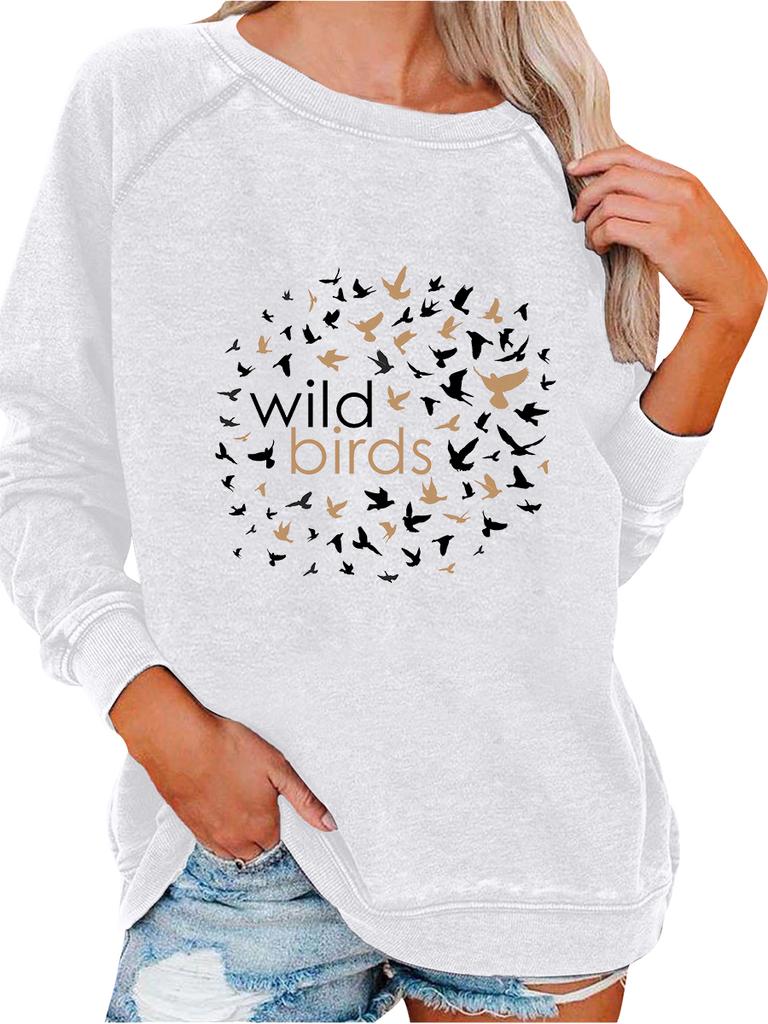 Women's Oversized Pullover Sweatshirt Versatile Top Female Spring/Fall Sweatshirt Fashion Print Top