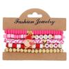 Valentine's Day Bracelet Multi-layer Stacked Pink Love Pendant Bracelet Soft Pottery Beaded Elastic Bracelet