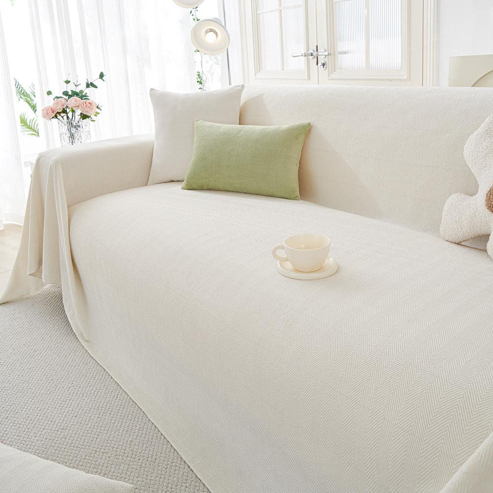 Milk Fiber Herringbone Sofa Towel Four Seasons Universal Simple Non-Slip Sofa Cover Full Covered Cover Cloth