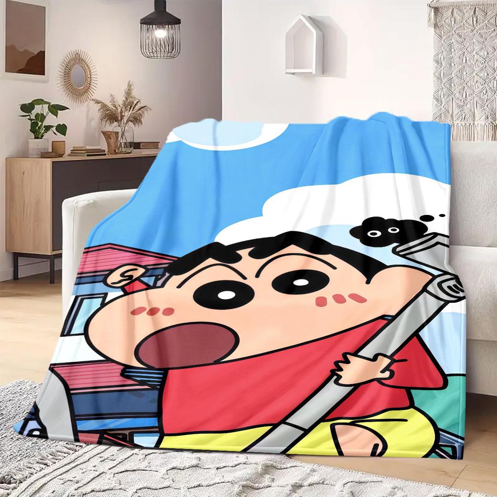 Shinchan Anime Print Blanket Warm Comfortable Flannel Blanket Suitable for Bedrooms, Sofas, Beds, Chairs, Picnics, Travel