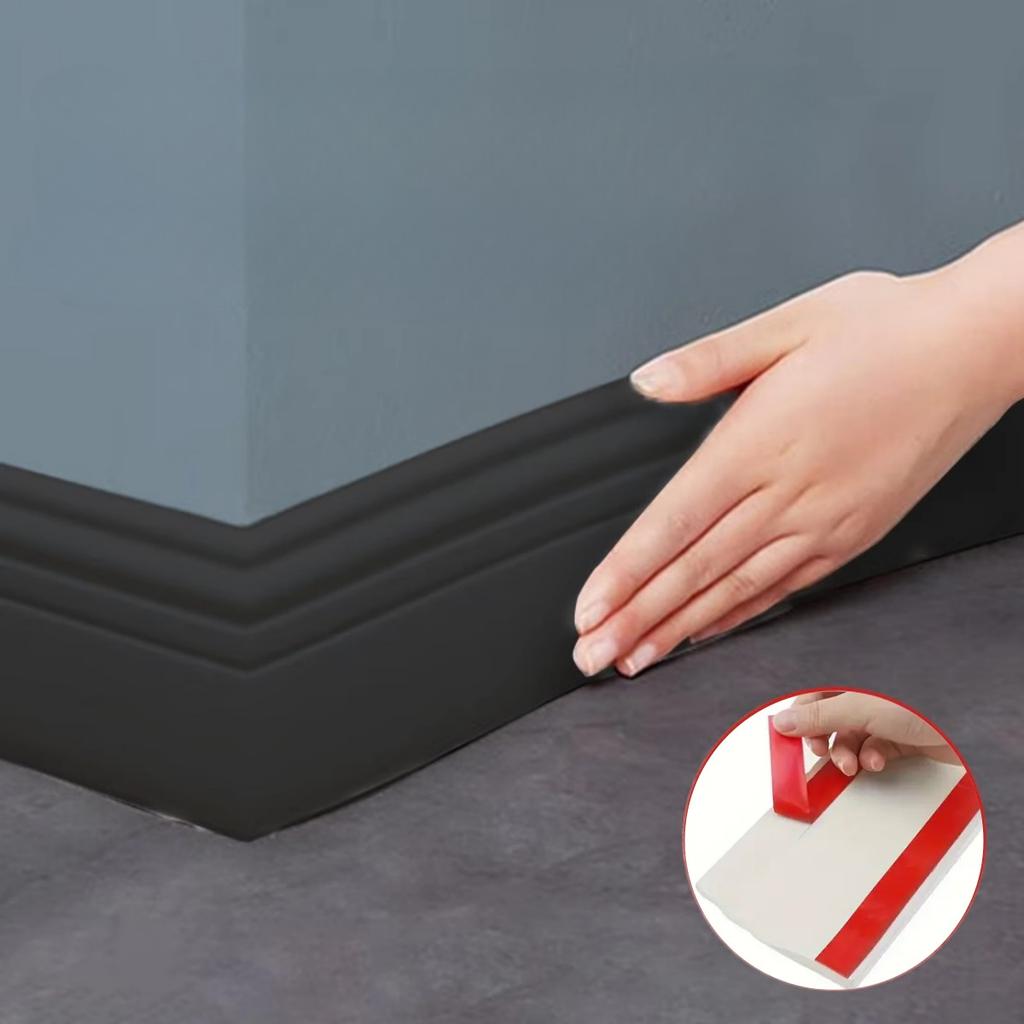 1Pc 2M Self-adhesive Foam Baseboard Wall Stickers Waistline TV Background Floor Corner Skirting Board Stickers Wall Decoration
