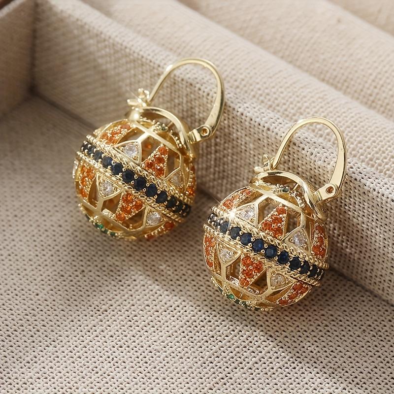 Able Mehrfarbige Hohlkreis-Anhängerohrringe für Damen, Runde Kugel, Perfektes Geschenk für Täglichen Schmuck zur Hochzeit