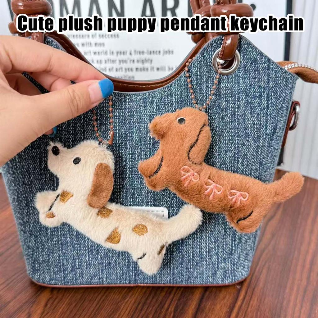 5pcs Harajuku Women Sweet Cute Lovely Dogs Backpack Keychain Cartoon Plush Doll Puppy Pendant Keyring Bag Decoration Girls Gift