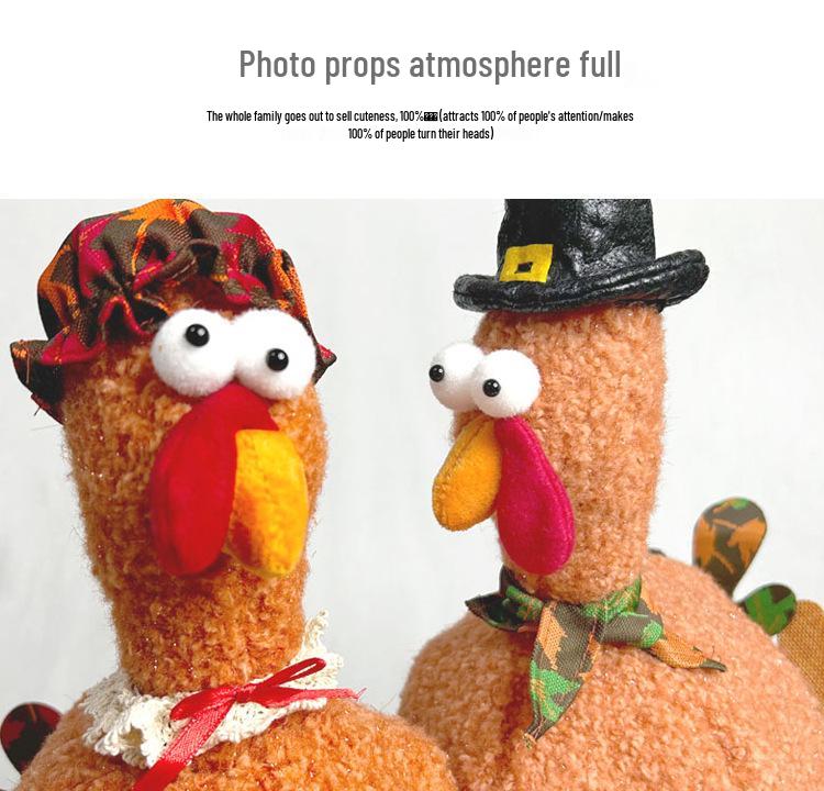 Thanksgiving Cartoon Turkey Plush Hat - Festive Party Decoration