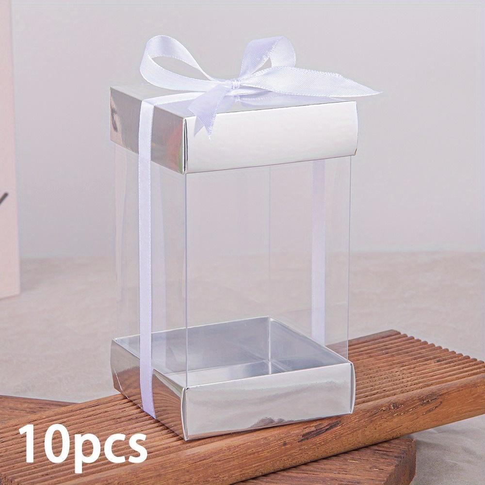 

10 шт. Прозрачные подарочные коробки Прозрачная коробка для угощений с крышкой-основанием Прозрачные пластиковые упаковочные кейсы для подарков для свадьбы, дня рождения, Дня отца, коробки для подарочной упаковки 10pcs silvery