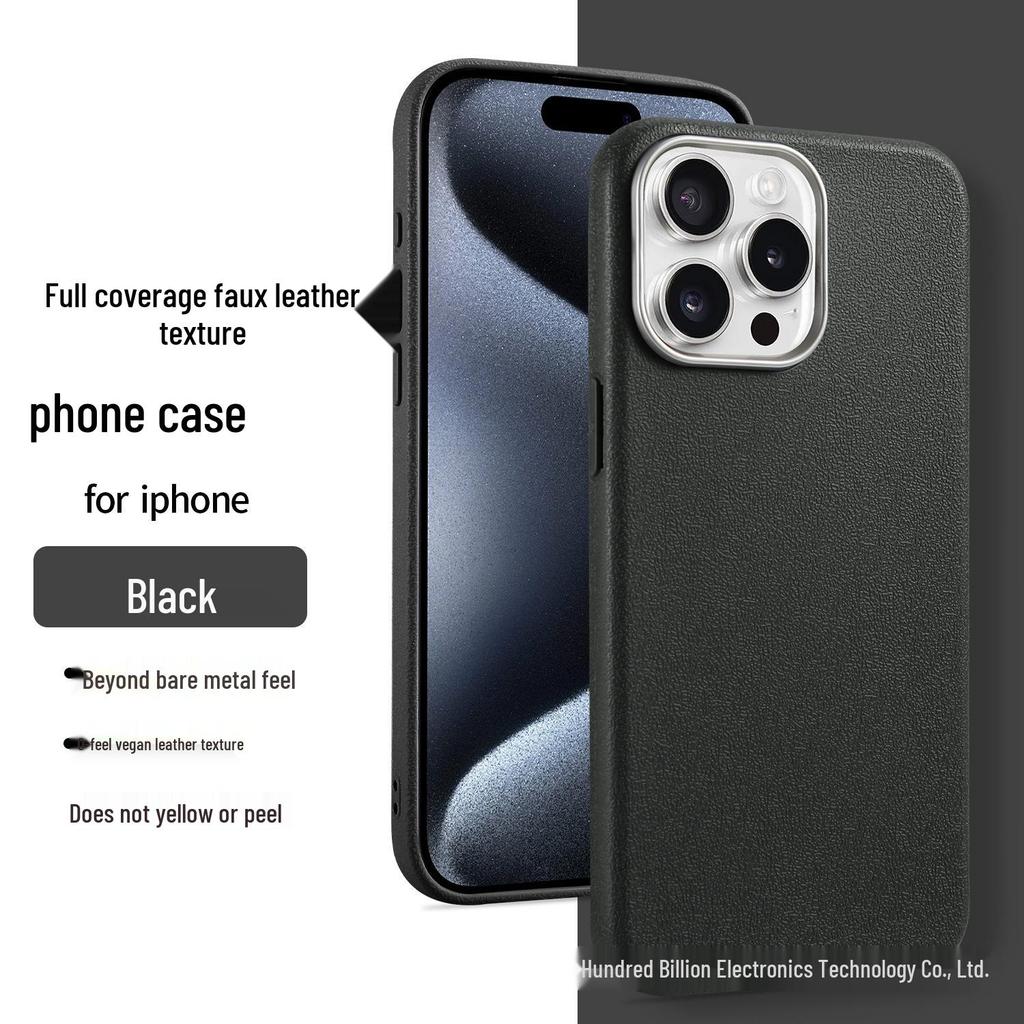 iPhone 15 Pro Max Leather Texture Stand Case with Large Hole for Apple 16
