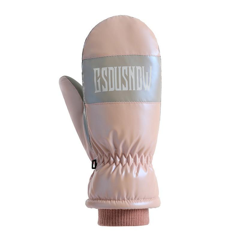 Winter Skiing Gloves Women - Windproof Waterproof Touchscreen Warm Fleece Lined Full Finger Mittens With Anti-Slip PU Palm