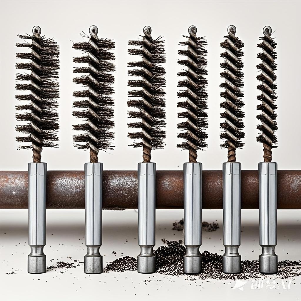 6pcs Stainless Steel Wire Tube Brushes, Multi-specification Wire Brush for Deburring Screws and Threads, Rust Removal, 1/4" Hexagonal Handle Design