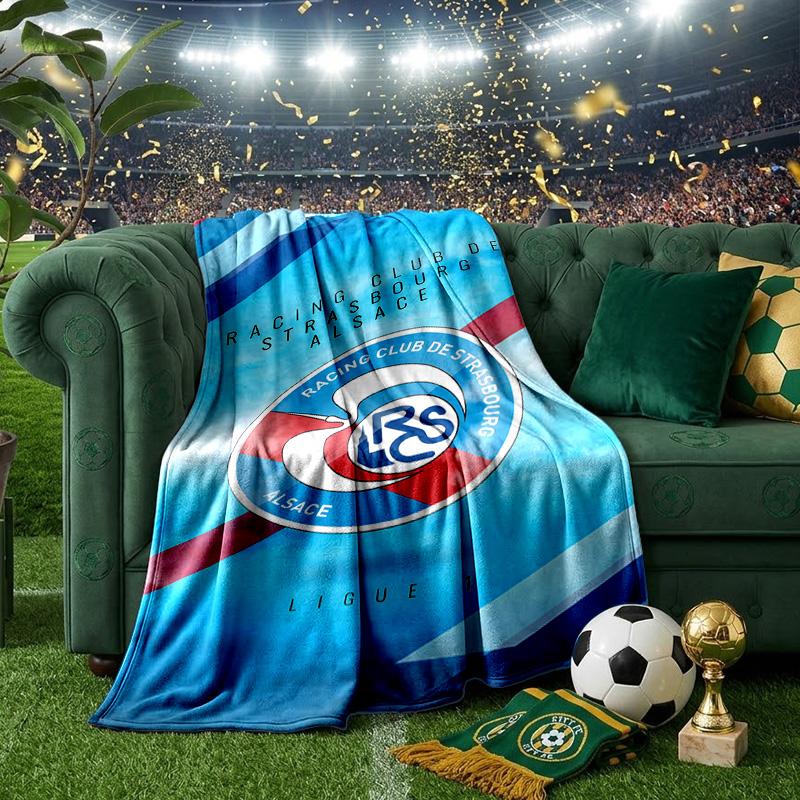 Football Strasbourg Crest Blanket Lightweight Ideal Bedding Blanket Perfect for Travel, Camping, Living Rooms, Offices, Sofas, Fan Christmas gift