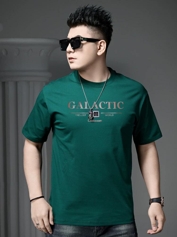 European-Style Men's Round-Neck Short-Sleeve T-Shirt with Trendy Letter Print, 2025 New Summer Loose Half-Sleeve Top
