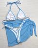 Women's Swimsuits Sexy Printed Hammers Back Tied High Waist Three-Piece Bikini Set Beachwear Bathing Suits