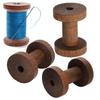 3pcs Dark Brown Wooden Reels Natural Wooden Bobbins Thread Organiser Thread Spools Crafts DIY