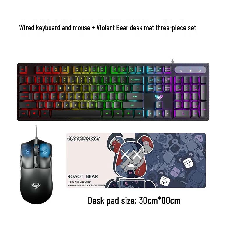 AULA Tarantula Wired Silent Keyboard: Mechanical Feel & Cool Lighting for Office/Desktop
