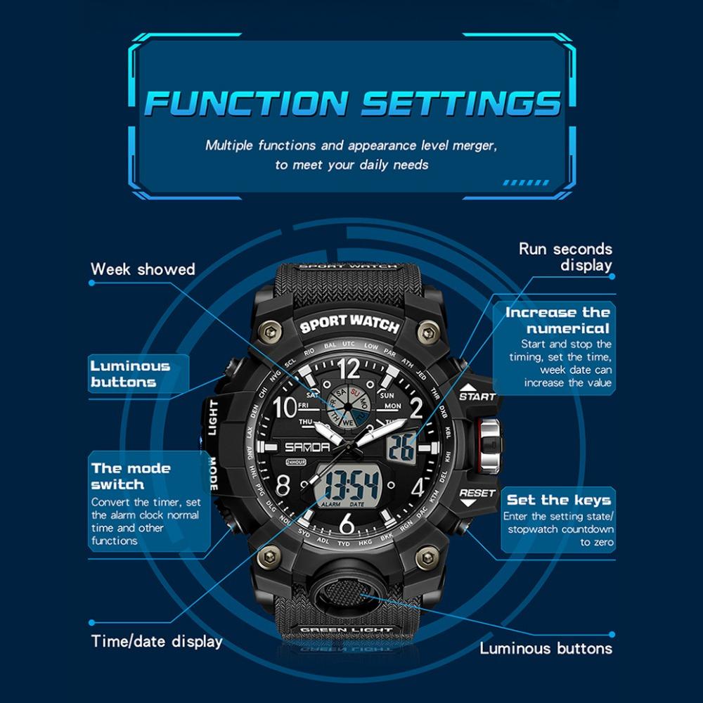 SANDA Watches Creative Sports Electronic Watch Personalised Fashion Electronic Watch