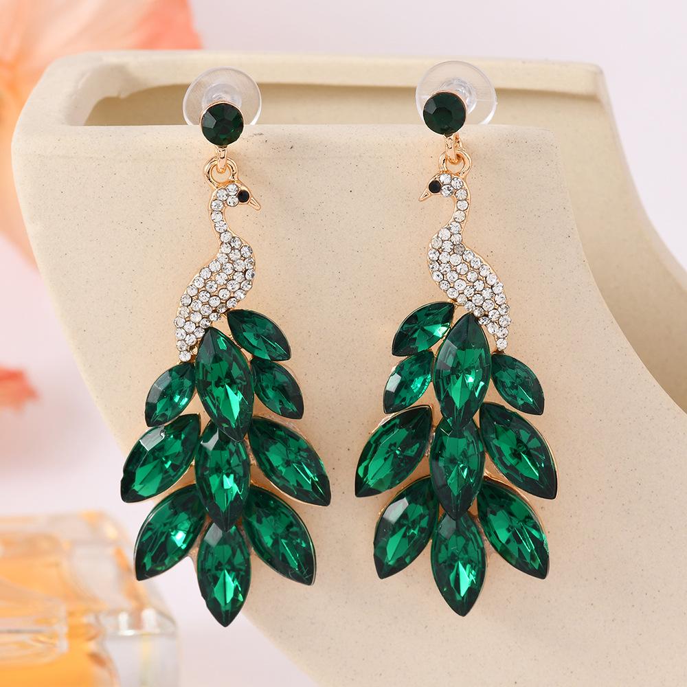 European Retro Peacock Earrings: Ethnic Indian Acrylic Inlaid Jewelry